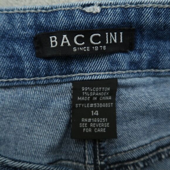 BACCINI Jeans Women's Size 14R High-Rise Fringe Cropped Denim 25" Inseam Stretch - Picture 10 of 16